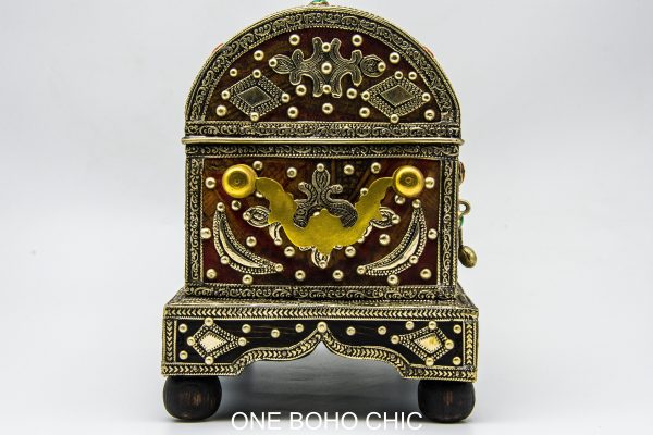 Vintage natural stone engraved Chest - chest ethnic handmade wooden - chest ethnic