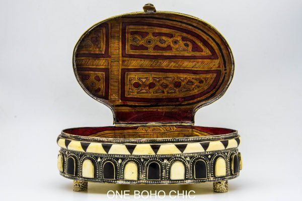 Vintage natural stone engraved Chest - chest ethnic handmade wooden - chest ethnic