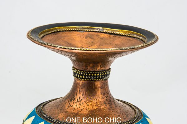 Vintage Moroccan copper vase Arabian Art Decor Table