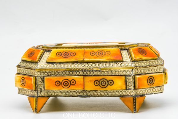 Chest ethnic handmade beautiful jewelery box with moroccan motif Very beautiful moroccan antique decor