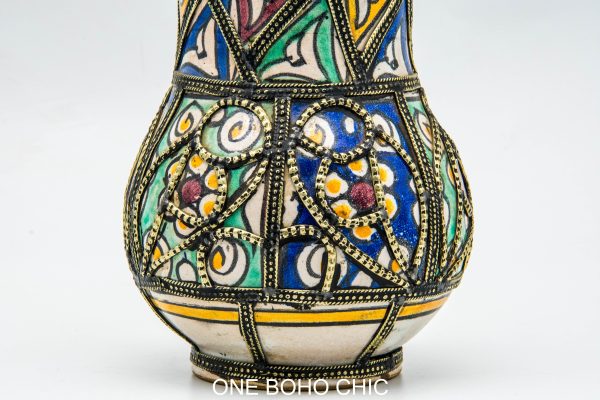 Vintage Pottery jar Moroccan vase Arabian Art chic luxurious Decor
