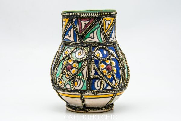 Vintage Pottery jar Moroccan vase Arabian Art chic luxurious Decor