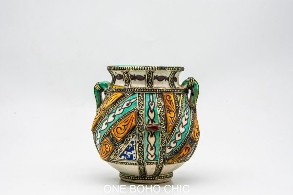 unique rare ash jar made in morocco shefl decoration