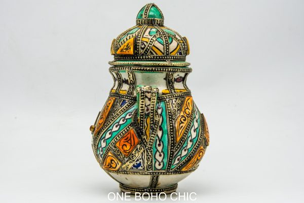 unique rare ash jar made in morocco shefl decoration