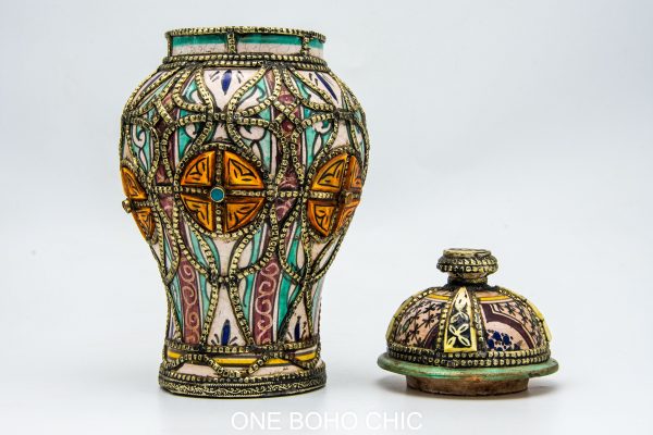 Old Moroccan ash jar Arabian Art chic luxurious Decor