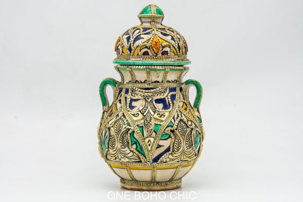 vintage jar Moroccan Pottery vase Arabian Art chic luxurious Decor
