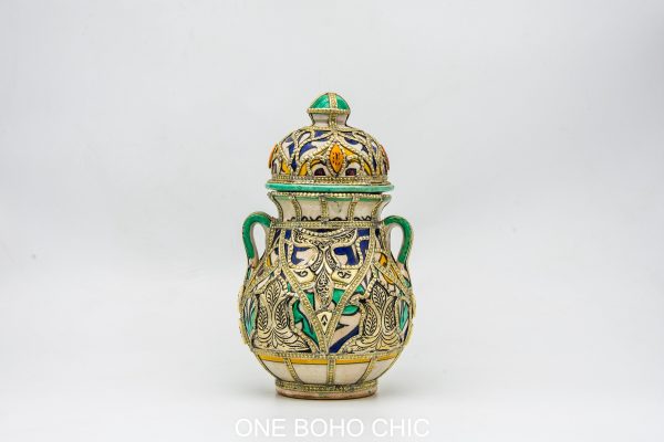 vintage jar Moroccan Pottery vase Arabian Art chic luxurious Decor