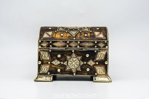 Chest ethnic handmade beautiful jewelery box with moroccan motif