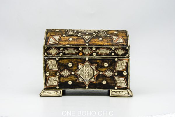Chest ethnic handmade beautiful jewelery box with moroccan motif