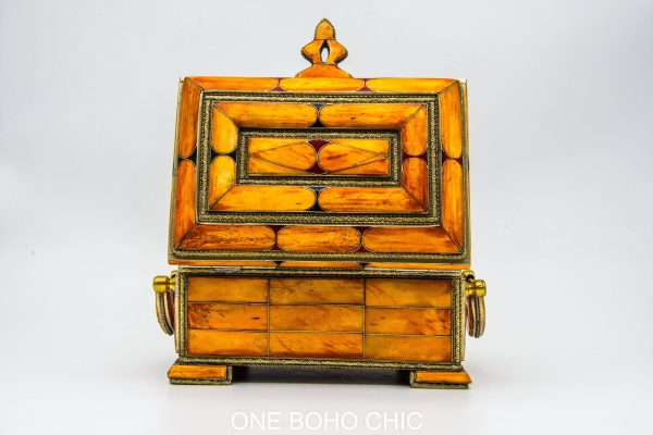 Chest ethnic handmade beautiful jewelery box with moroccan motif Very beautiful moroccan antique decor