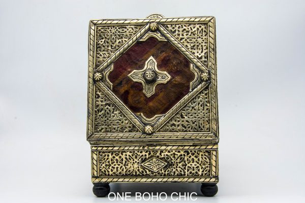 Chest ethnic handmade beautiful jewelery box with moroccan motif Very beautiful moroccan antique decor