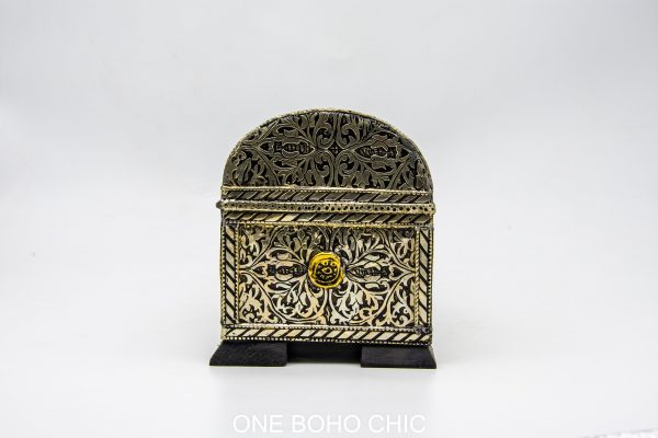 Chest ethnic handmade beautiful jewelery box with moroccan motif Very beautiful moroccan antique decor