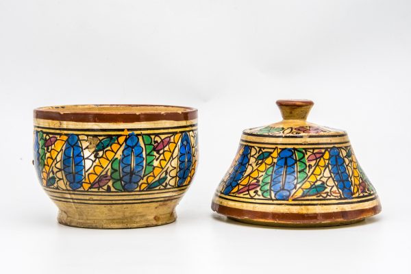 morocco 19th Century Rust and Green Glazed Pottery Jug with Floral Decor