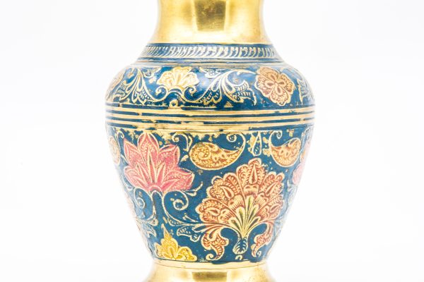 moroccan 19th Century Rust and Green Glazed Pottery Jug with Floral Decor