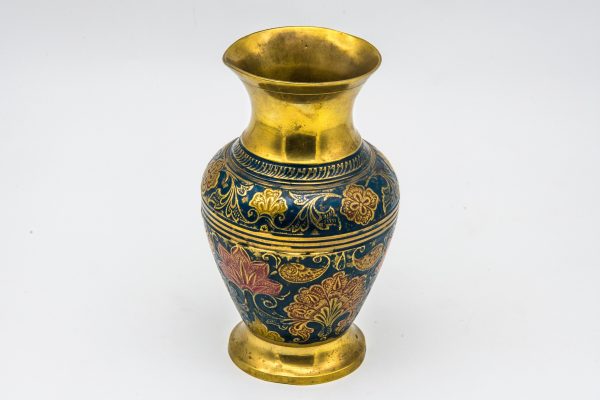 moroccan 19th Century Rust and Green Glazed Pottery Jug with Floral Decor