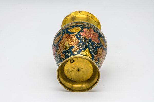 moroccan 19th Century Rust and Green Glazed Pottery Jug with Floral Decor