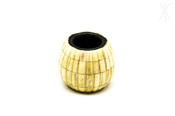 Pot with camel bones, Vintage Moroccan Camel bones Pot, Arabian Art chic luxurious Decor