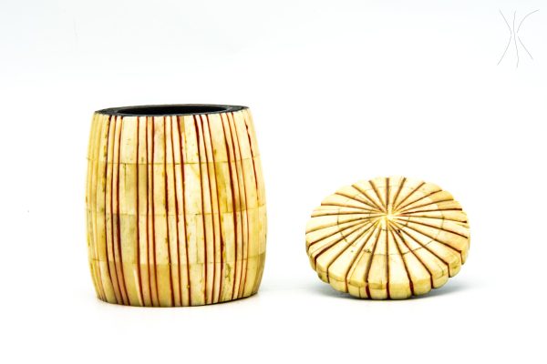 Pot with camel bones, Vintage Moroccan Camel bones Pot, Arabian Art chic luxurious Decor
