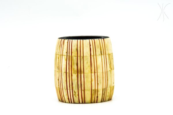 Pot with camel bones, Vintage Moroccan Camel bones Pot, Arabian Art chic luxurious Decor