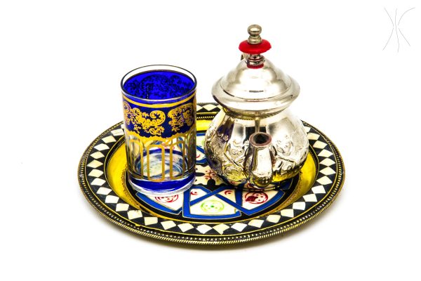 vintage moroccan tea pot set- 20th Century tray