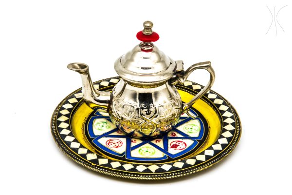vintage moroccan tea pot set- 20th Century tray