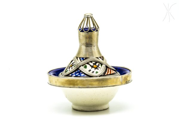 Antique Ceramic and metal bowl - Moroccan Ceramic Bowl - Very beautiful moroccan antique decor