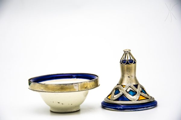 Antique Ceramic and metal bowl - Moroccan Ceramic Bowl - Very beautiful moroccan antique decor