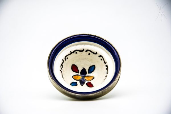 Antique Ceramic and metal bowl - Moroccan Ceramic Bowl - Very beautiful moroccan antique decor