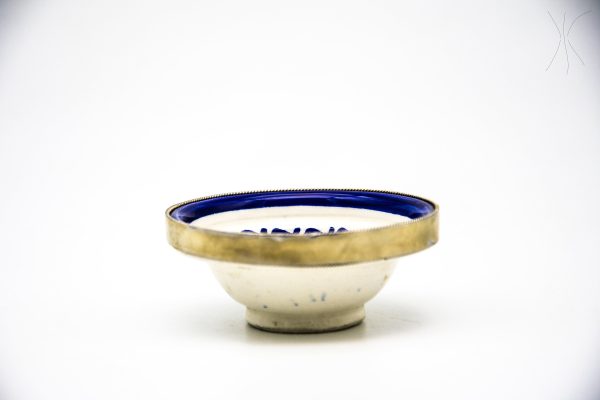 Antique Ceramic and metal bowl - Moroccan Ceramic Bowl - Very beautiful moroccan antique decor