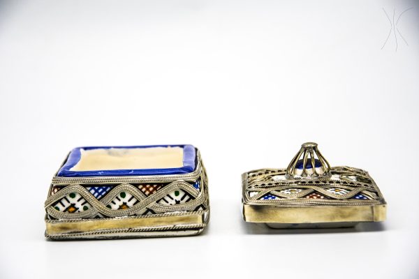 Vintage moroccan jewelry box made from copper and hand engraved with natural stone Chest - chest ethnic handmade wooden - chest ethnic