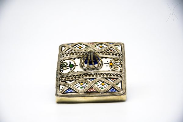 Vintage moroccan jewelry box made from copper and hand engraved with natural stone Chest - chest ethnic handmade wooden - chest ethnic
