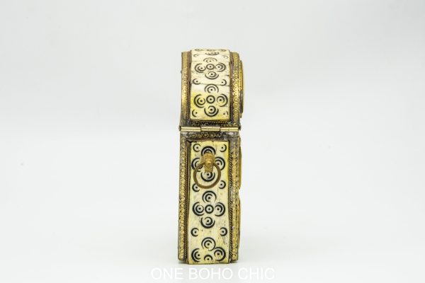 hand engraved moroccan vintage moroccan antique bone and metal jewelry box