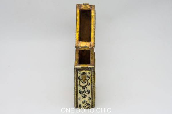 hand engraved moroccan vintage moroccan antique bone and metal jewelry box