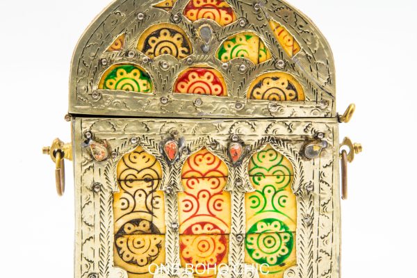hand engraved moroccan vintage moroccan antique bone and metal jewelry box