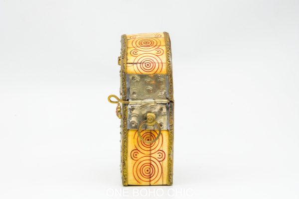 hand engraved moroccan vintage moroccan antique bone and metal jewelry box