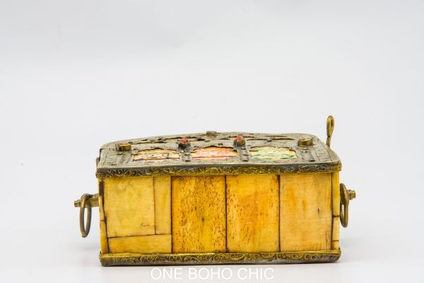 hand engraved moroccan vintage moroccan antique bone and metal jewelry box