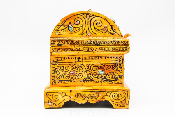 Chest ethnic handmade beautiful jewelery box with moroccan motif Very beautiful moroccan antique decor