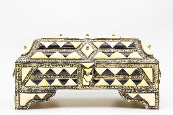 Vintage Moroccan chest - Moroccan Metal and wood Chest, Moroccan home decor