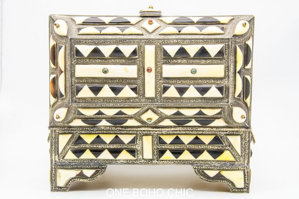Vintage Moroccan chest - Moroccan Metal and wood Chest, Moroccan home decor