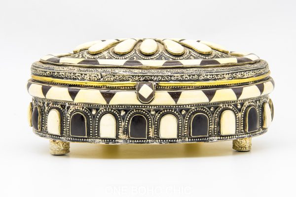 Vintage Moroccan chest - Moroccan Metal and Bone Chest, Moroccan home decor