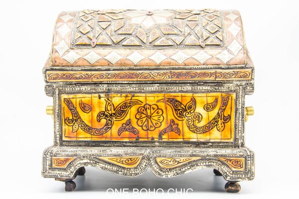 Vintage Moroccan chest - Moroccan Metal and wood Chest, Moroccan home decor