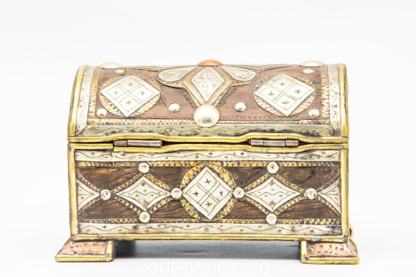 Vintage Moroccan chest - Moroccan Metal and wood Chest, Moroccan home decor