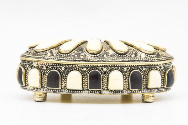 Vintage Moroccan chest - Moroccan Metal and Bone Chest, Moroccan home decor