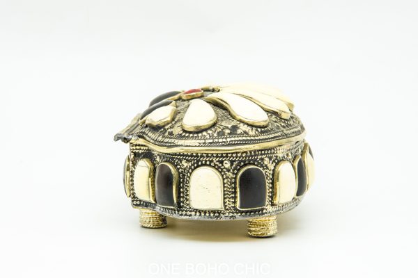 Vintage Moroccan chest - Moroccan Metal and Bone Chest, Moroccan home decor