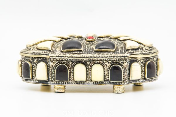 Vintage Moroccan chest - Moroccan Metal and Bone Chest, Moroccan home decor
