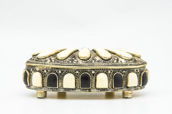 Vintage Moroccan chest - Moroccan Metal and Bone Chest, Moroccan home decor