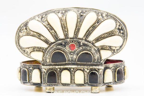 Vintage Moroccan chest - Moroccan Metal and Bone Chest, Moroccan home decor