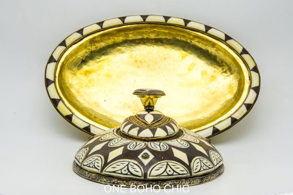 Antique Moroccan copper dinning set table decor - Vintage moroccan bowl