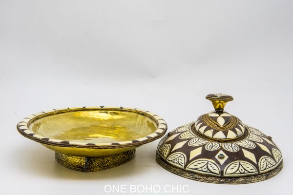 Antique Moroccan copper dinning set table decor - Vintage moroccan bowl