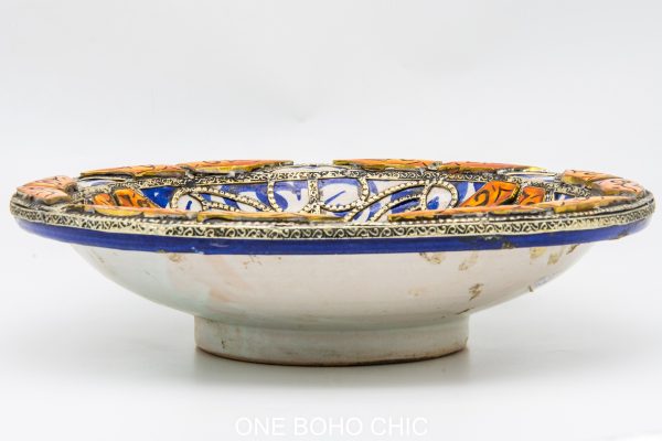 Moroccan Ceramic and bone Bowl, Very beautiful moroccan antique decor